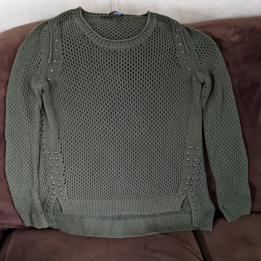 Rock & Republic Studded Knit Sweater - Forest Green